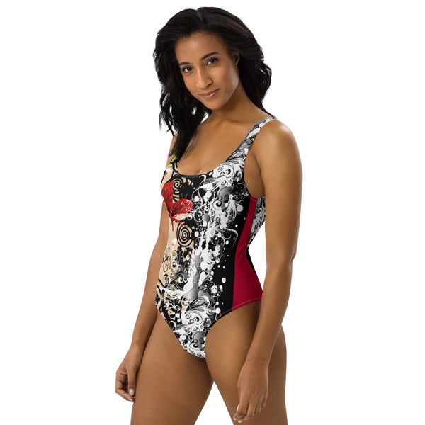 Red Flower One-Piece Swimsuit