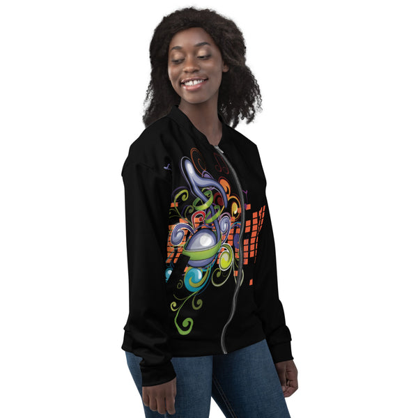 Music Vibes Unisex Bomber Jacket W - Black