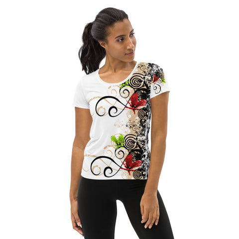 Red Flower Women's Athletic T-shirt