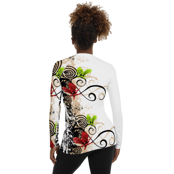 Red Flower Women's Rash Guard