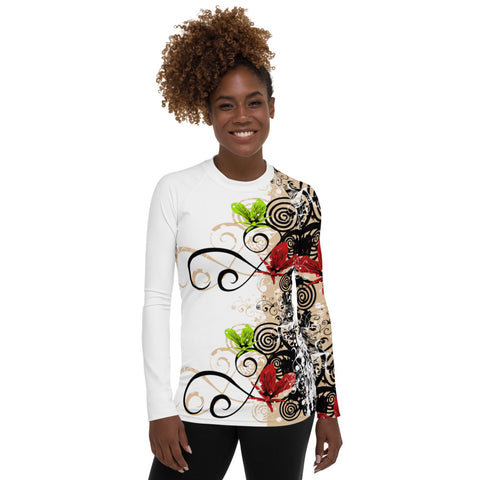 Red Flower Women's Rash Guard