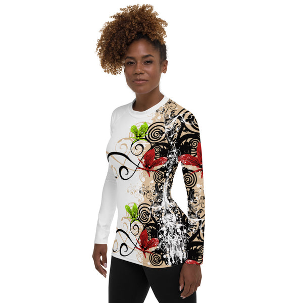Red Flower Women's Rash Guard