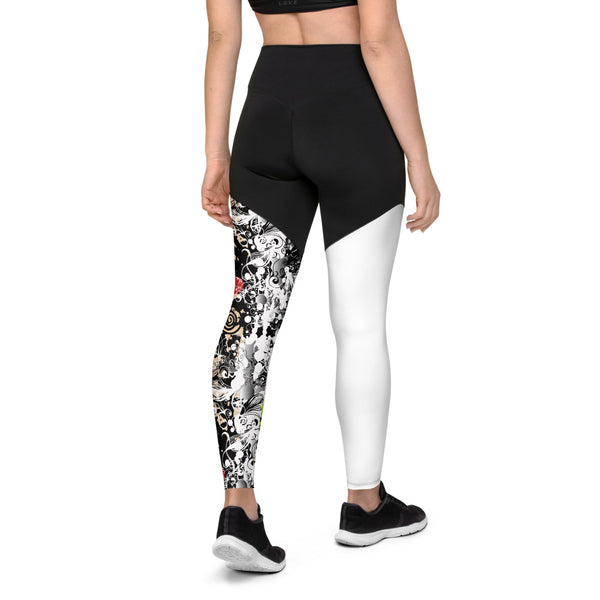 Red Flower Sports Leggings