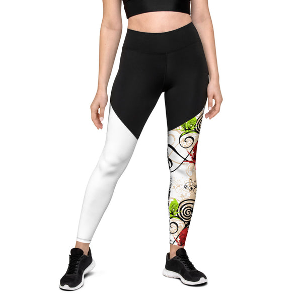 Red Flower Sports Leggings