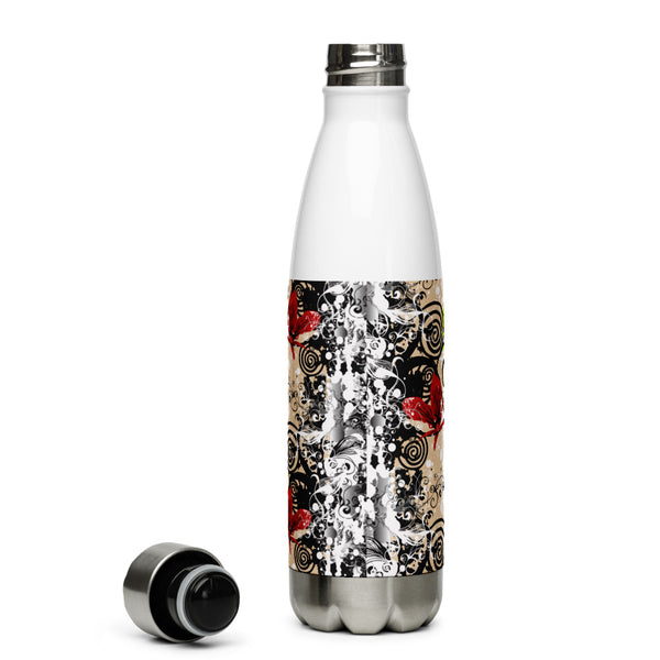 Red Flower Stainless Steel Water Bottle