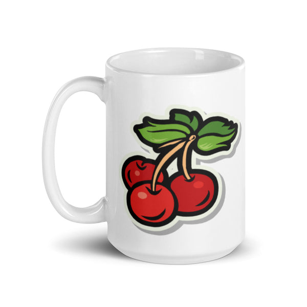 Cherries White glossy mug