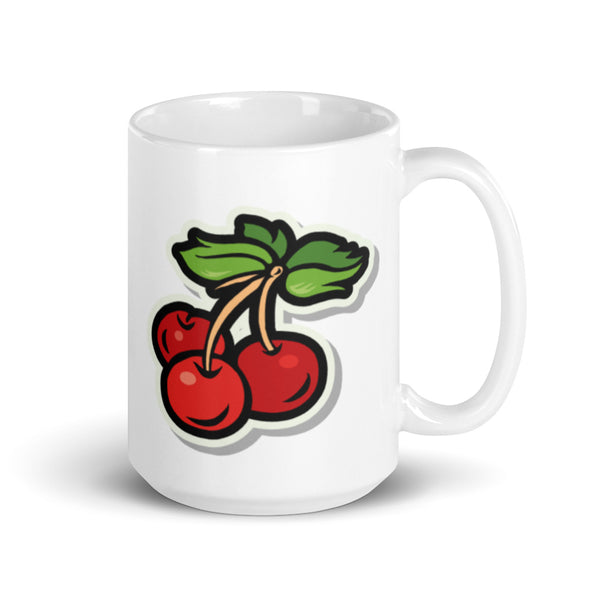 Cherries White glossy mug